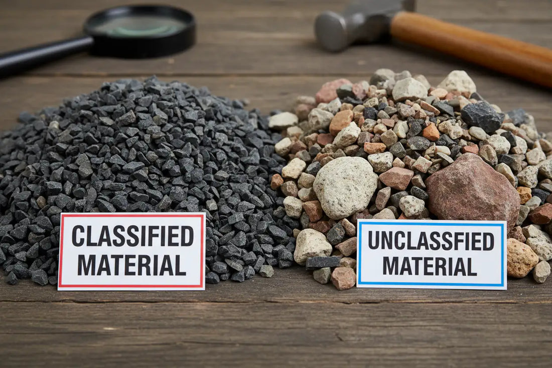 Comparison showing the difference between classified and unclassified material