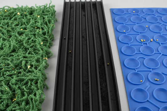 Side-by-side comparison of gold sluice mats — Hobby Miner Outlet buying guide
