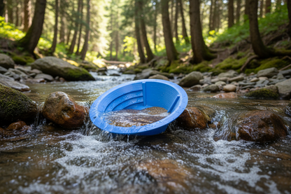 Blue Utili-Pan with river background