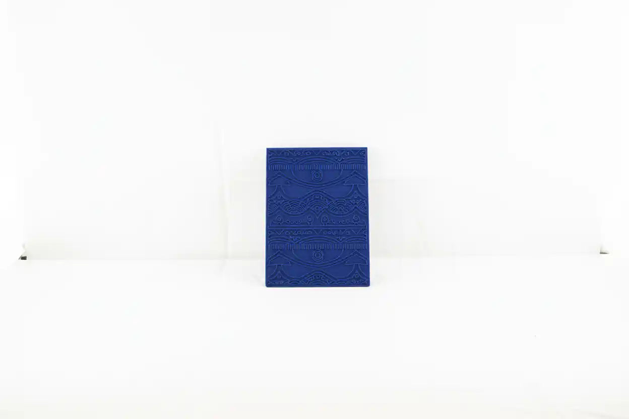 Deep Blue Golden Shores Mat with clean background