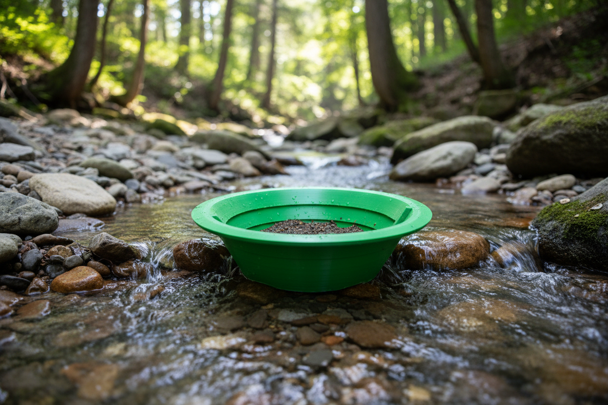 Green Utili-Pan with river background
