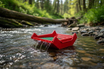Red Rocker Pan with river background